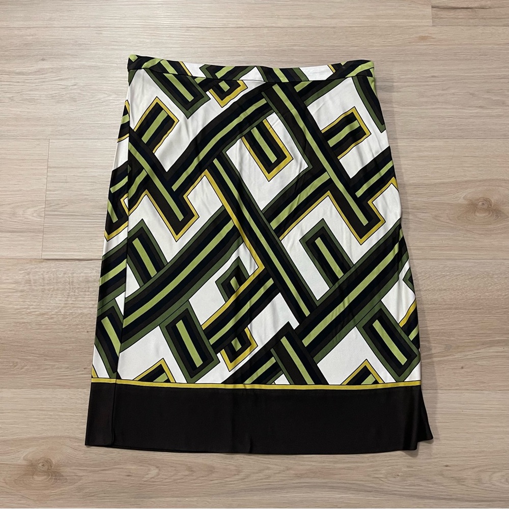 LOFT Geometric Pattern Pencil Skirt in Green and Black